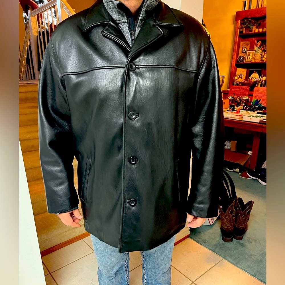 VTG Men’s XL Baracuta 100% Leather Overcoat, Brown, very soft, supple. Quality!